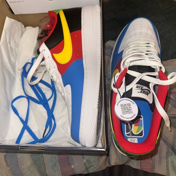 Authenticated Nike Air Force One Blue, Red, Yellow, Black